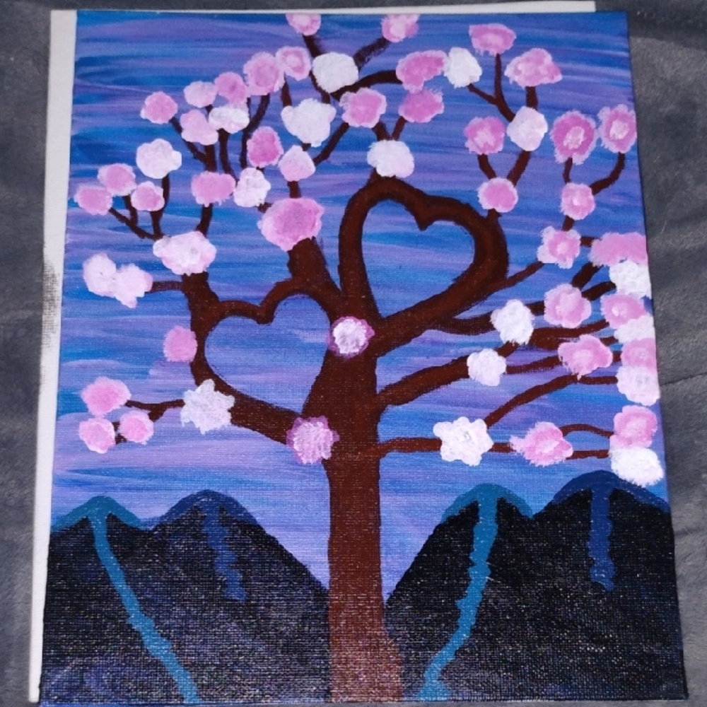 Cherry Blossom Heart Tree Canvas Art